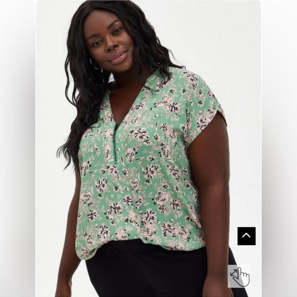 Torrid women's blouse green floral Zise 0